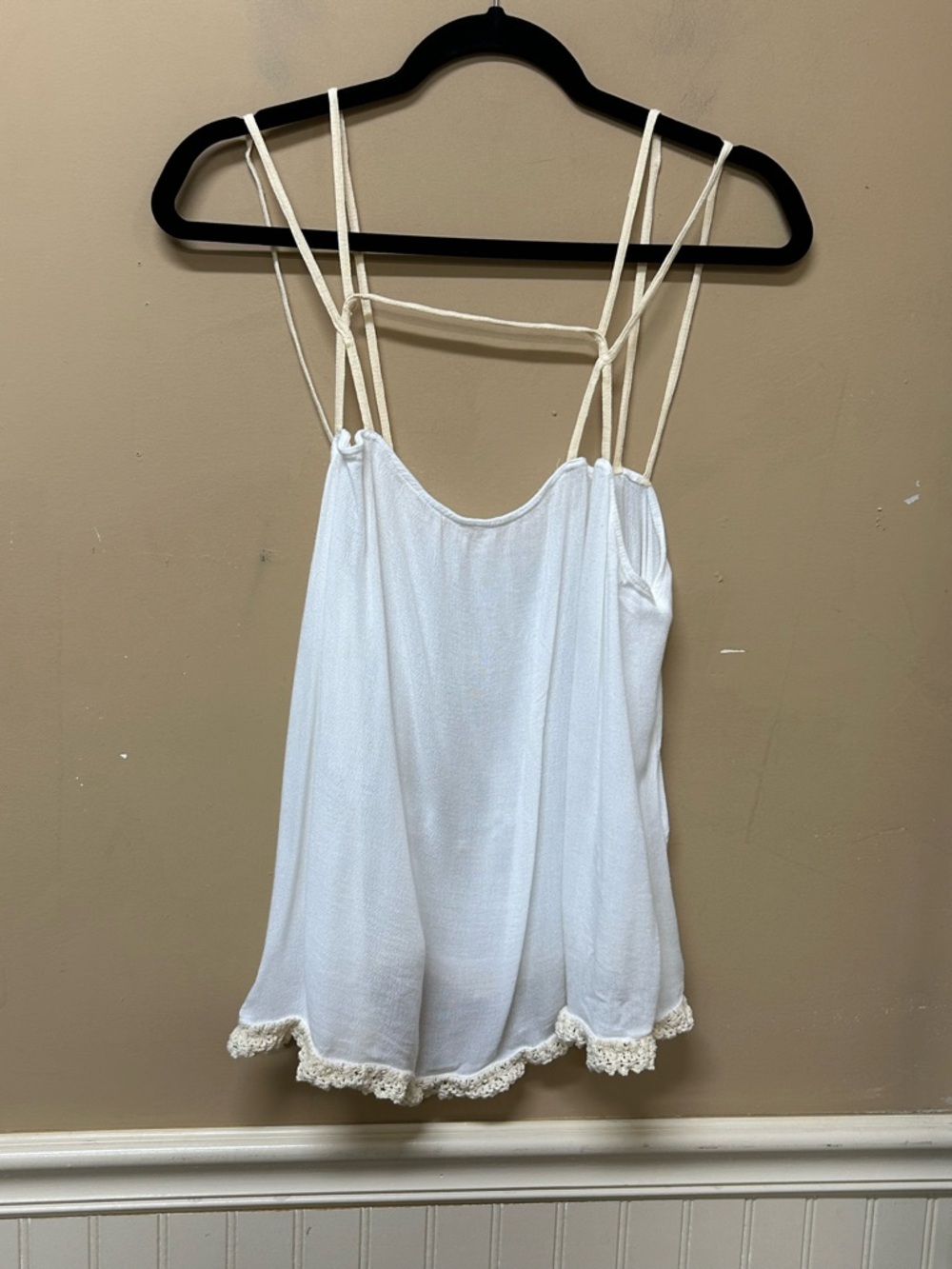 Intimately Free People Off White Cream Strappy Tank Top Size Large Festival